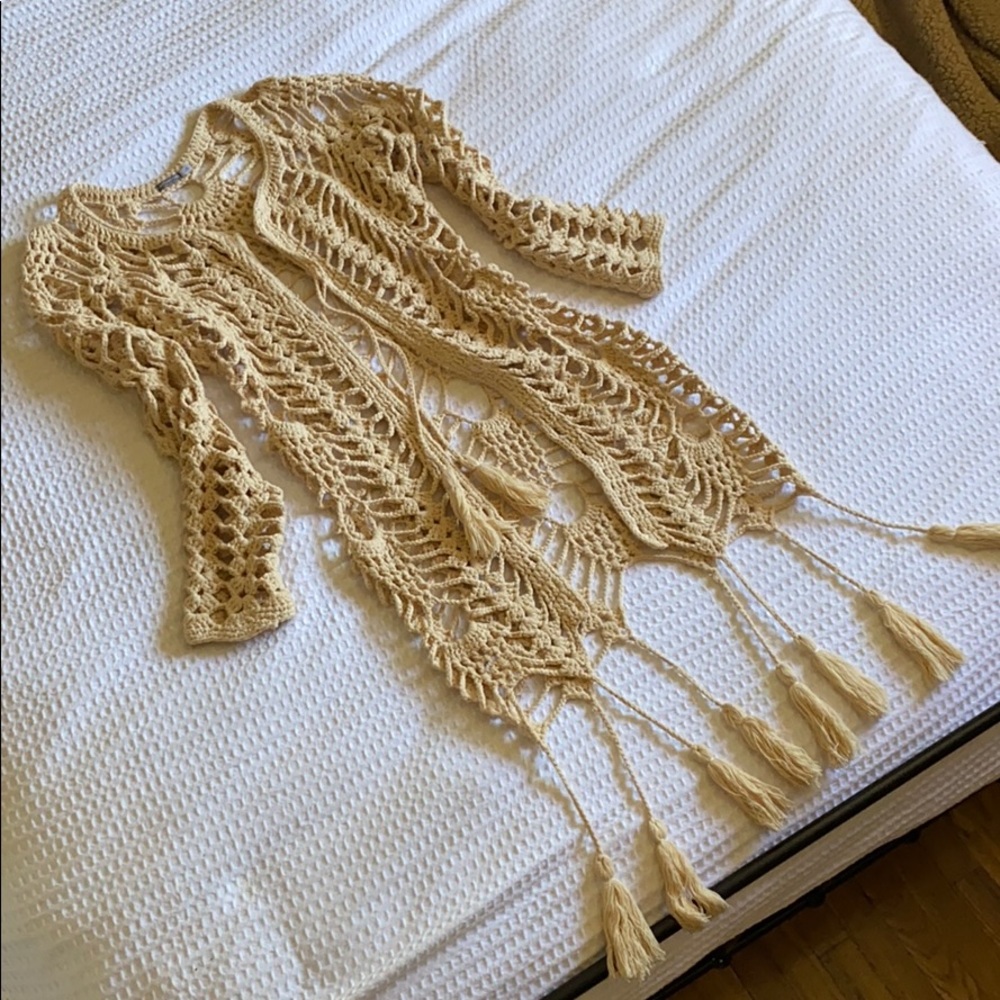 Earthbound BOHO CROCHET Open-Front Cardigan